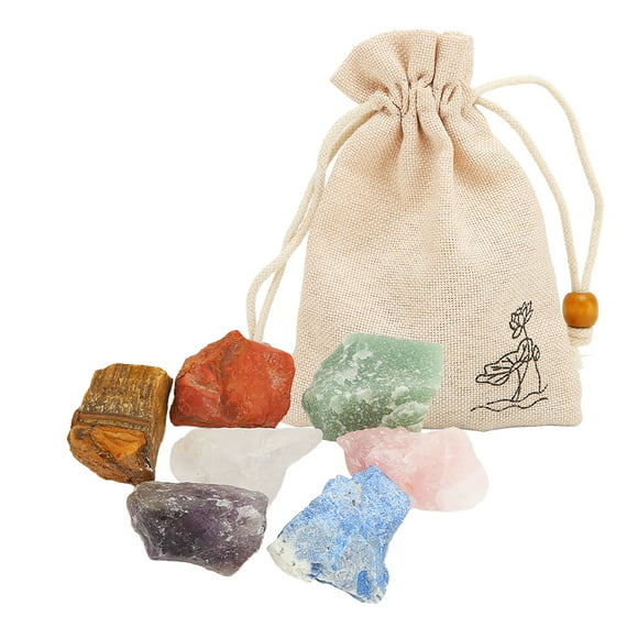 Raw Stones, 7 Colors Chakra Stones Set  For Meditation