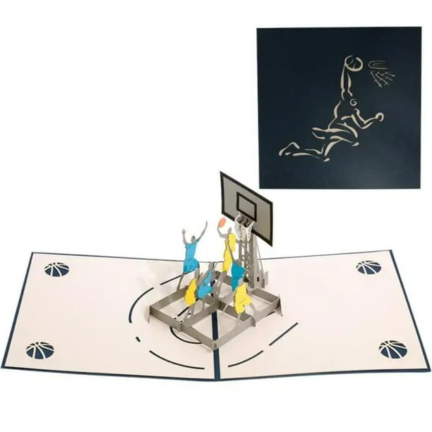 Tarjetas de Felicitación de baloncesto, miniaturas cortadas con láser, postales para novio, cumpleaños, Día del Padre, 1 a 5 piezas
