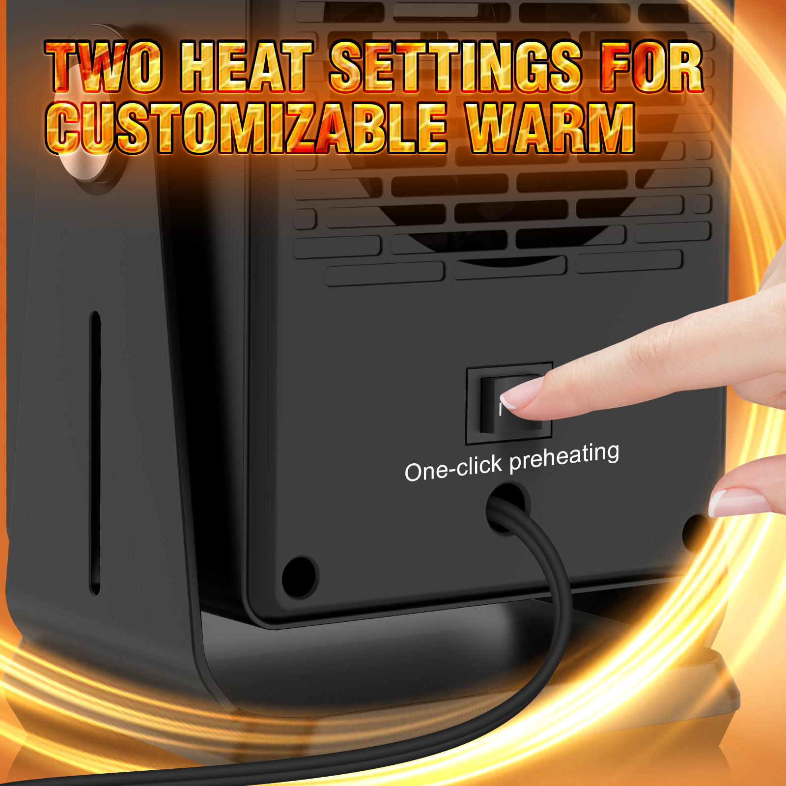 900W Portable Electric Space Heater - Safe, Quiet Ceramic Heater with Thermostat, Fast Heating for 200 Sq. Ft., Perfect for Office, Room, Desk, Indoor Use，