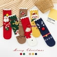 thumbnail image 4 of URMAGIC Toddler Baby Adult Cotton Socks Christmas Cute Cartoon Slipper Socks Xmas Holiday Soft Knit Coral Fleece Socks, 4 of 6