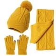 thumbnail image 2 of Weikingp Clearance! Scarf, Hat, Glove Set, Women&Men Autumn Winter Warm Cute Wool Hat Scarf Gloves Slouchy Three Winter Snow Knit Cap Screen Mittens Scarves Sets, Scarf for Women, Yellow, 2 of 6