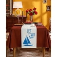 thumbnail image 2 of Table Runner Dresser Scarves 48 Inch Long, Nautical Marine Blue Sailboat Silhouette Linen Dining Table Runners Dream Quote on Burlap Tabletop Scarf for Wedding Holiday Party Kitchen, 2 of 7