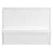 Harper & Bright Designs Queen Size Wall Murphy Bed with Storage, Foldable Cabinet Bed with Vanity Desk, Center Mirror & 2 Side Drawers for Guest Room Office, White