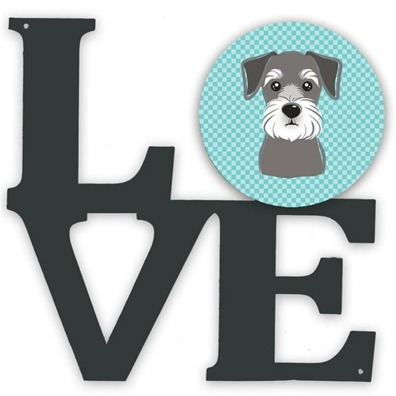 11.5 x 11.75 in. Checkerboard Blue Schnauzer Metal Artwork Love Wall Decor