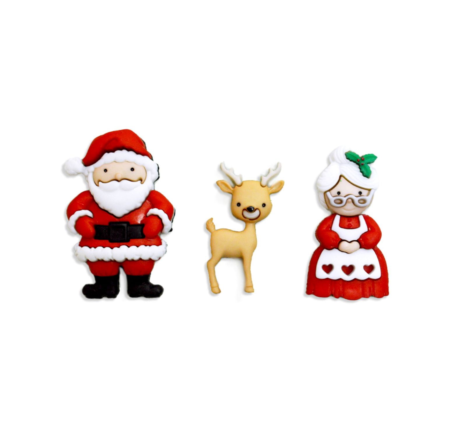 (1 pack) Dress It Up Buttons, Mr. and Mrs. Claus, Sewing Fasteners, Multi-Color, 3 Pieces