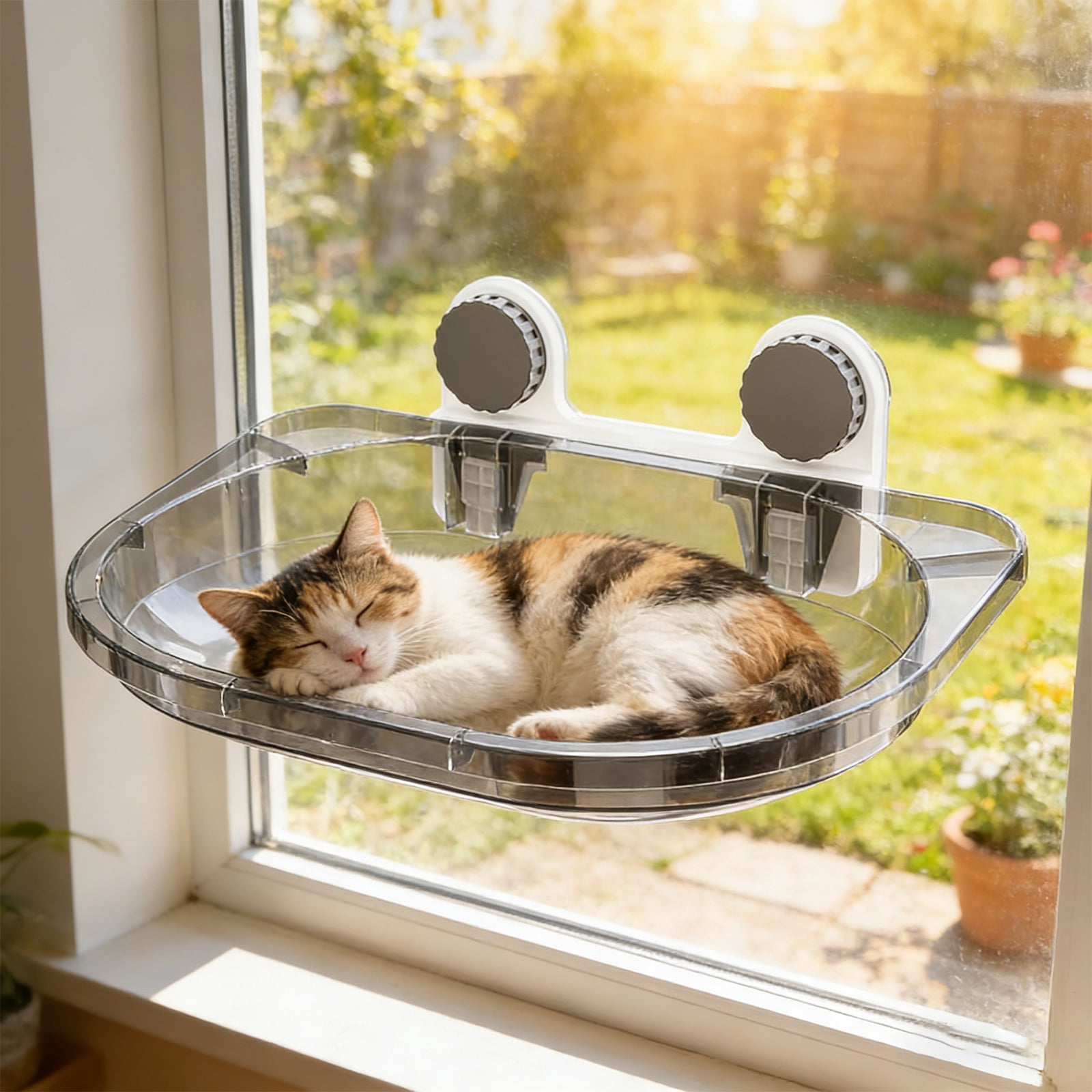 Cat Window Hammock, Cat Bed for Window, Cat Window Perch, Window Cat Perch, Cat Beds for Indoor Cats, Window Cups, 22X12 In, Amber Finish, 1 Pc
