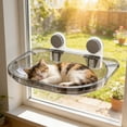 thumbnail image 4 of Cat Window Perch, Transparent Suction Cup Hanging Bed with Panoramic View, Space-Saving Indoor Cat Shelf for Sunny Window & Balcony Light Gray, 4 of 8