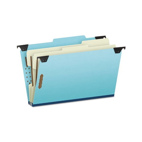 Hanging Classification Folders with Dividers Legal Size, 2 Dividers, 2/5-Cut Tab, Blue