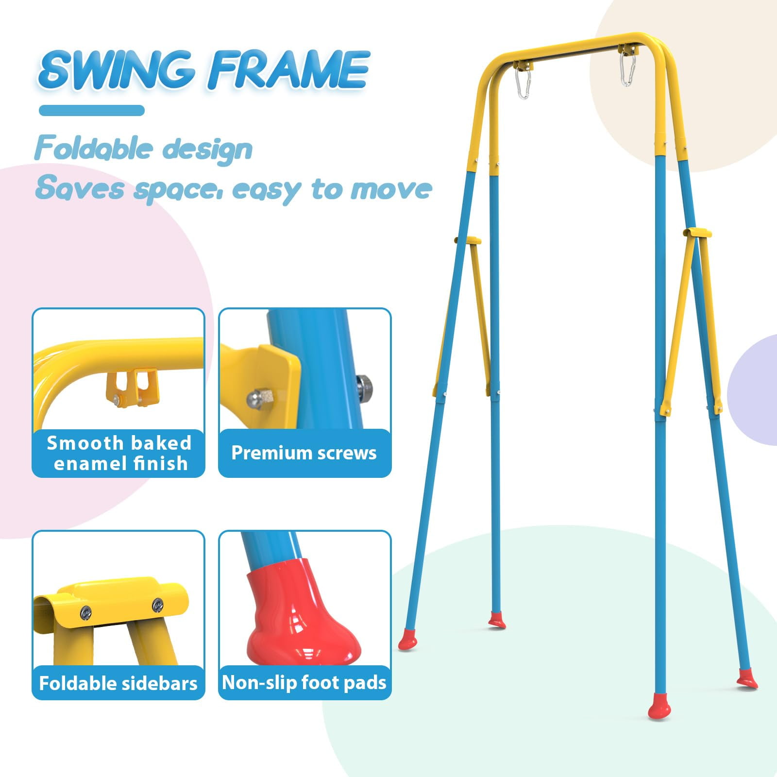 G TALECO GEAR Foldable Toddler Swing, 2 in 1 Swing Sets for Backyard, Easy to Install & Store, Blue