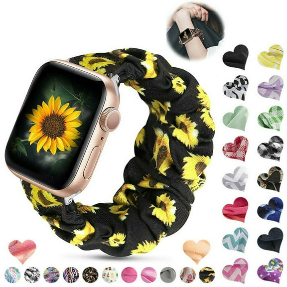 LNKOO Women Scrunchie Bands Compatible for Apple Watch Band 42mm 44mm,Cute Pattern Printed Bracelet Replacement Wristbands for iWatch Series 6 5 4 3 2 1