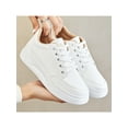 thumbnail image 5 of Frontwalk Women Trainers Sport White Sneakers Lace Up Athletic Shoes Gym Lightweight Running Shoe Womens Fitness Workout Flats White+Brown 7, 5 of 6