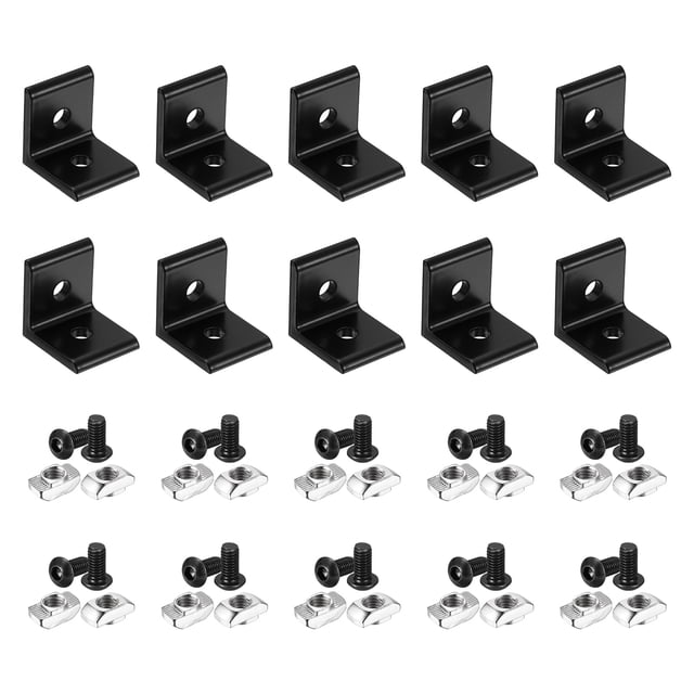 Uxcell 10Pcs Soporte de esquina interior de 2 agujeros, conector en L para perfil de extrusión de aluminio 3030