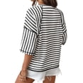 thumbnail image 5 of Women'S Tops Oversized T-Shirts Striped Color Block Short Sleeve T Shirts Crewneck Tee Blouses Black XL, 5 of 10