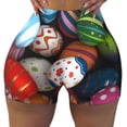 thumbnail image 2 of Lsque Easter Egg Pattern High Waisted Biker Shorts for Women-Tummy Control Fitness Athletic Workout Running Yoga Gym Shorts,Moisture-Wicking-Medium, 2 of 9