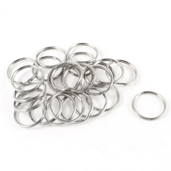 Unique Bargains 25 Pcs Silver Tone Metal 28mm Outside Diameter Split Key Rings