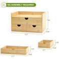 thumbnail image 3 of Bamboo Desk Organizer with Drawers Desktop Storage Drawers for Bills Office Supplies Kitchen Utensils Organizing Tool for Home Classroom Organization No Assembly (Nature 3 Drawers), 3 of 14