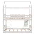 thumbnail image 6 of Twin Over Twin Bunk Bed with Slide, House Bed Low Twin Bunk Beds with Built-in Ladder, Low Bunkbeds Playhouse Farmhouse Roof Guardrail Ladder for Girls & Boys, No Box Spring Needed, White, 6 of 7
