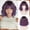 Black Omber Purple, variant on Womens Short Wavy Auburn Wig 12 Inch Dark Ginger Bob Wig with Bangs Curly Shoulder Length Synthetic Hair Wigs for Girls Party