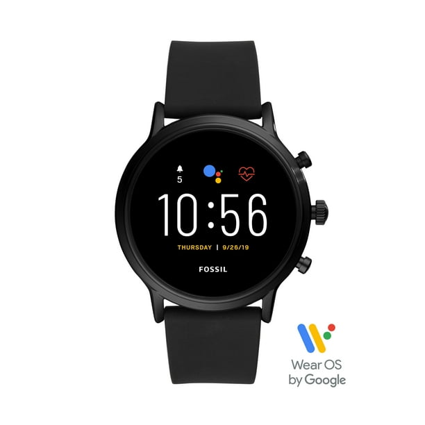 Fossil Gen 5 Carlyle HR - 44 mm - black - smart watch with strap - silicone - black - band size up to 7.87 in - 8 GB - Wi-Fi, NFC, Bluetooth