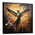 thumbnail image 2 of Designart "Hummingbird in Feathered Flame II" Animals Framed Wall Art - Traditional Blue Hummingbird Hallway Framed Wall Art Decor, 2 of 6