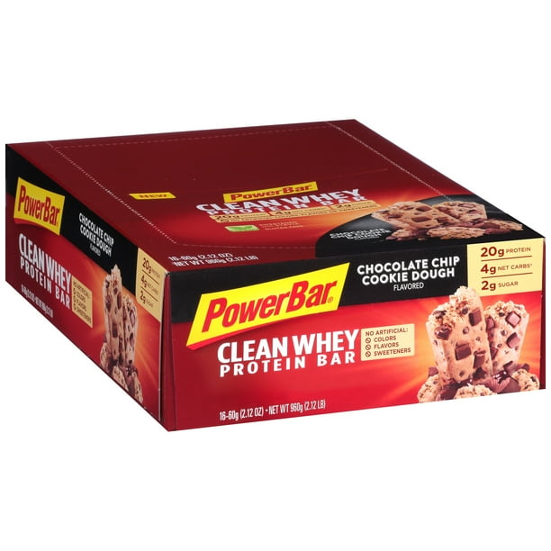 PowerBar Protein Bar, Chocolate Chip Cookie Dough, 20g Protein, 16 Ct