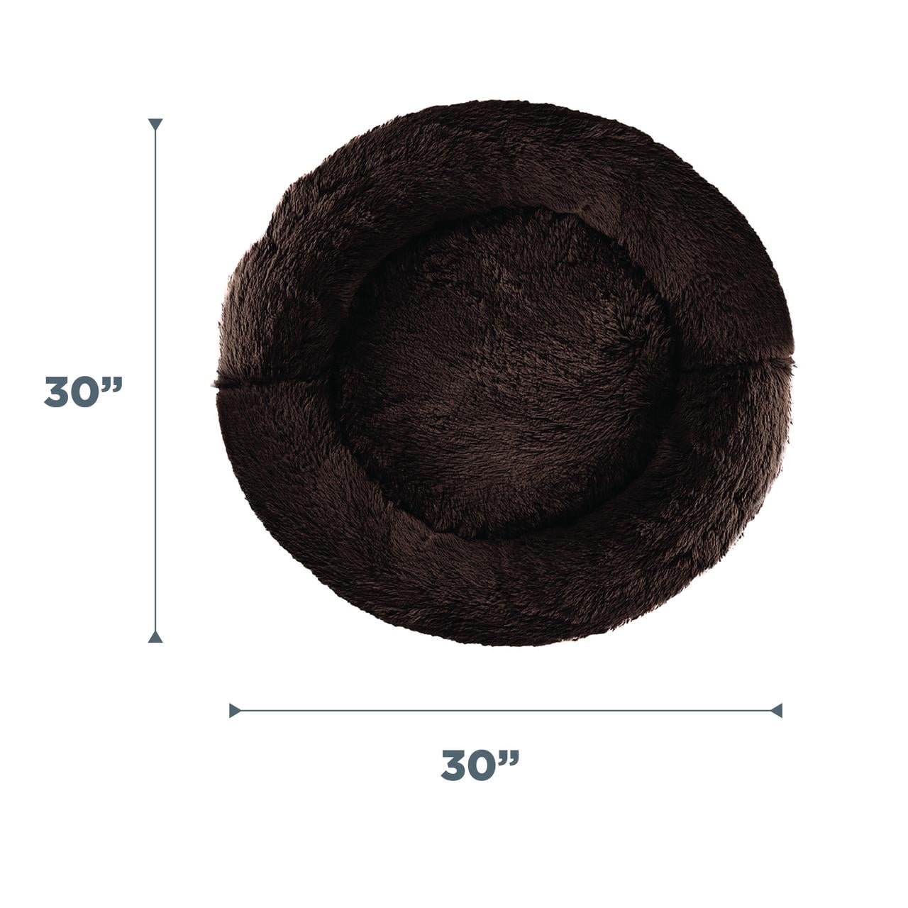Best Friends by Sheri The Original Calming Donut Dog and Cat Bed in Shag Fur Dark Brown, Medium 30x30"
