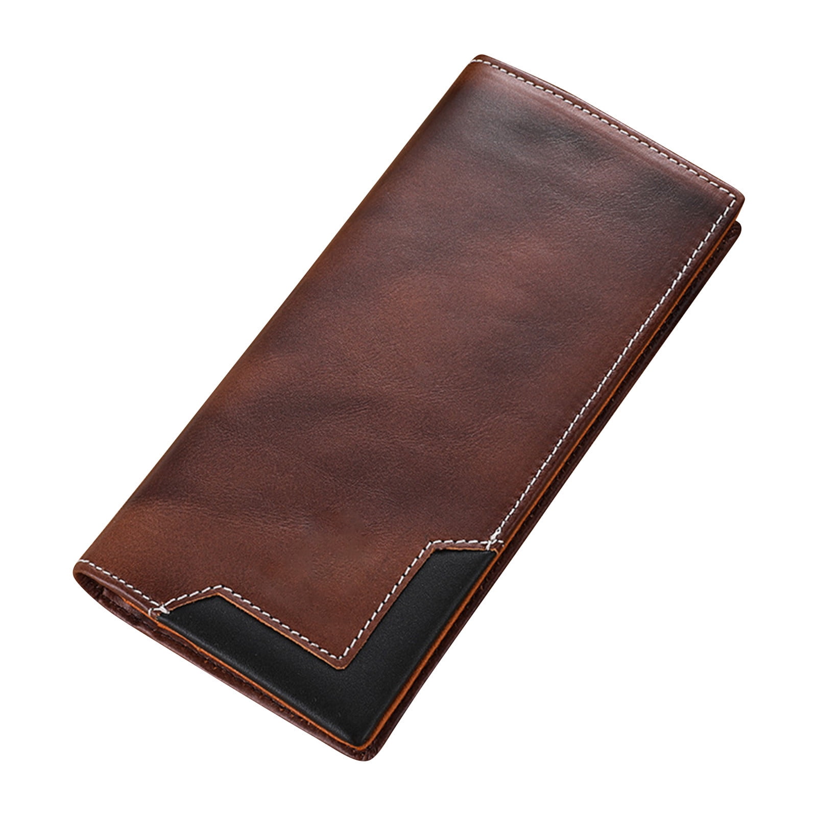 Djiypn Long Wallet for Men Women Leather Vintage Look Bifold