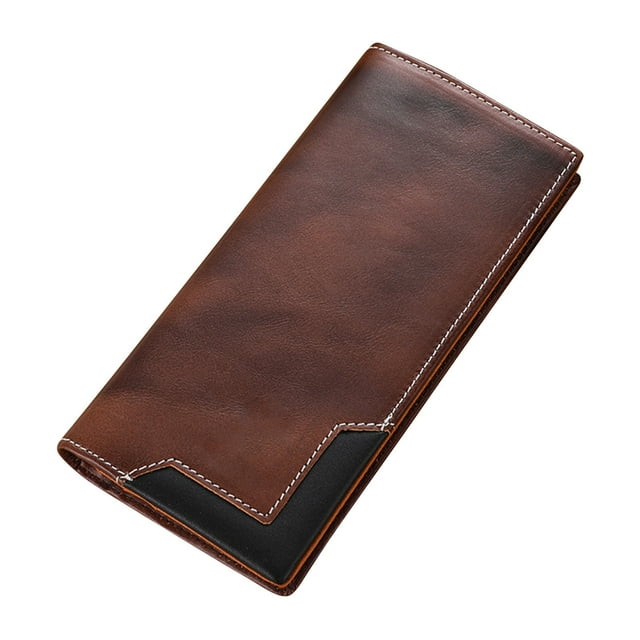 Billetera con bloqueo RFID para hombre | Díptico de cuero de plena flor para hombre | Bolso vintage de gran capacidad | Organizador de viajes y negocios | Ranuras para tarjetas, ventana de