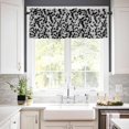 thumbnail image 3 of Kitchen Curtains Set, Grey Black Botanical Kitchen Curtains and Valances Set, Pastoral Spring Floral Summer Art Rod Pocket Tier Curtains 36 Inch Length for Cafe/Bedroom Windows, 3 of 6