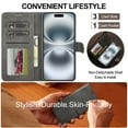 thumbnail image 5 of LC.IMEEKE Leather Case For iPhone 16,Premium PU Leather Flip Folio Wallet Case with Card Slot Magnetic Closure Shockproof Kickstand Protective Phone Cases Cover For iPhone 16,Grey,For iPhone 16, 5 of 10