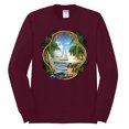 thumbnail image 2 of Wild Bobby, Enjoy Life Vintage Beach Surf Sailboat, Pop Culture, Men Long Sleeve Shirt, Maroon, Medium, 2 of 4