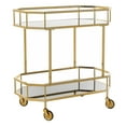 thumbnail image 6 of SAFAVIEH Silva 2 Tier Modern Glam Octagon Bar Cart with Casters, Brass/Tinted Glass, 6 of 8
