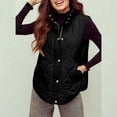 thumbnail image 5 of VISALY Women's Button Down Zip Up Jacket Vest Cropped Puffer Vest Women Lightweight Quilted Stand Collar Sleeveless Jackets Fall Winter Coat Black L, 5 of 5