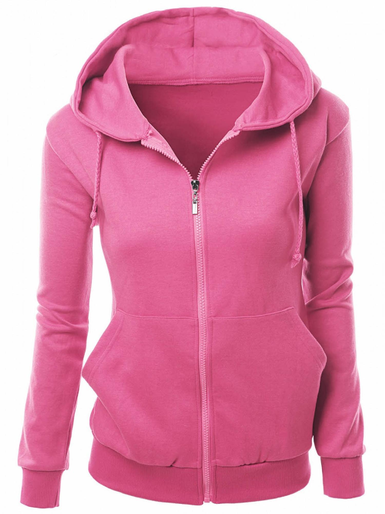 Fastbot womens Full Zip Hoodie Zipper Up Sweatshirt Solid Color Pullover Long Sleeve Casual Outwear Kangaroo Pocket