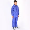 thumbnail image 1 of Rain Suit Split Thickened Coat Pant Non Disposable Raincoat Button Closure Gathered Cuffs Rain Wear 2J Blue Free Size, 1 of 5