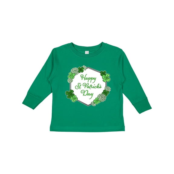 Inktastic Happy St. Patrick's Day Clovers Boys or Girls Long Sleeve Toddler T-Shirt