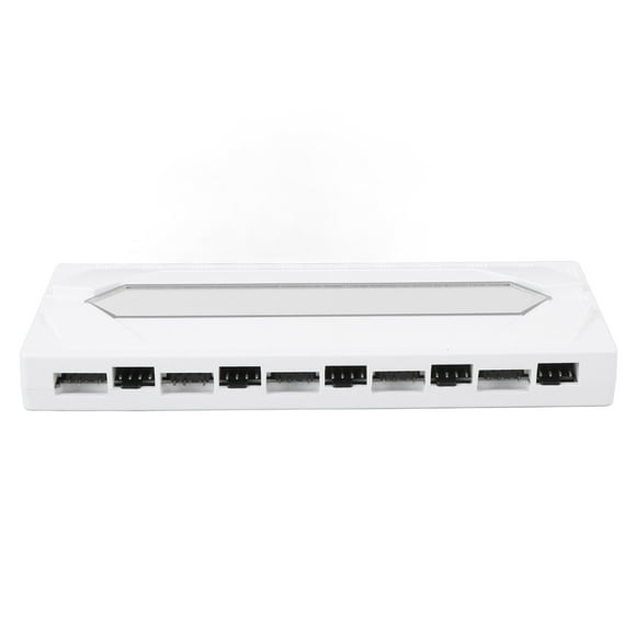 Répartiteur ARGB Hub de Ventilateur PWM, 10 Ports Hub de Ventilateur PWM avec Contrôleur Répartiteur 1 à 10 Ports d'Alimentation ATA Série 5V Base Magnétique 3 Broches Boîtier PC Répartiteur de Ventilateur ARGB Contrôleur PC Ventilateurs Hub pour