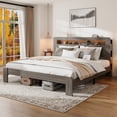 thumbnail image 3 of Bed Frame Bed Frame King Size, Wood Platform Bed Frame with Storage LED Light Headboard and 2 USB , Noise Free,No Box Spring Needed and Easy Assembly Tool,Large Under Bed Storage,Dark Grey, 3 of 7