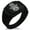 Black, variant on Stainless Steel Lotus Hamsa Hand of Fatima CZ Ribbed Needle Stripe Pattern Biker Style Polished Ring