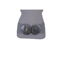 thumbnail image 3 of Women Silver Faux Leather Wide Elastic Band Belt Butterfly S M, 3 of 13