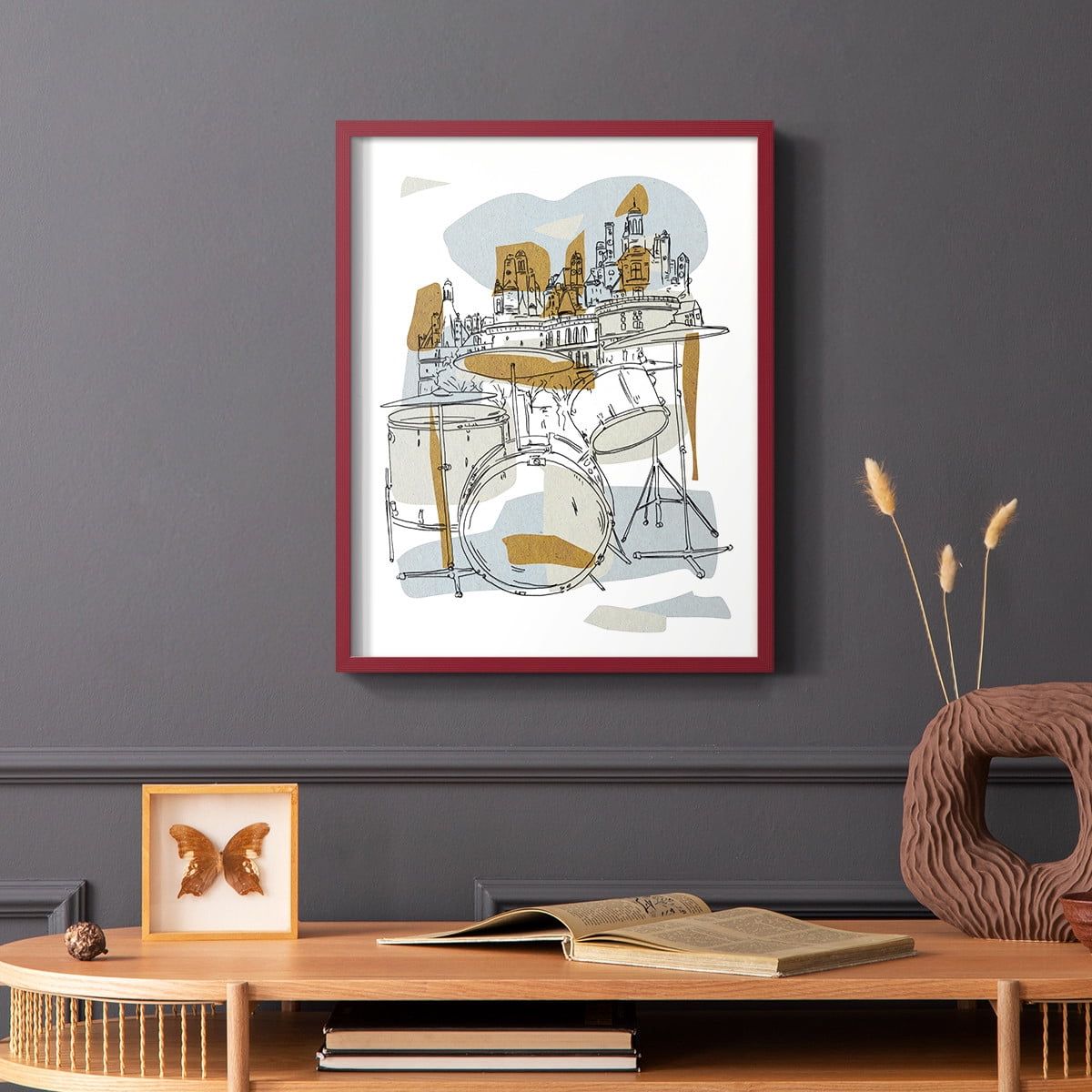 Rehearsal IV Framed Print in Red Solid Wood Framed Print No Nail Hanging