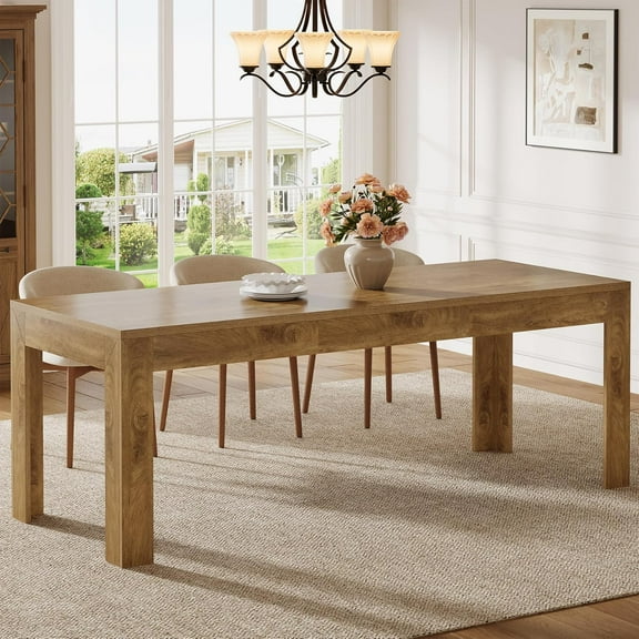Finmind 78.7" Dining Table for 6-8, Farmhouse Wood Long Rectangle Kitchen Table, Brown