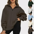 thumbnail image 7 of Womens Quarter Zip Oversized Sweatshirt Solid Pullover Tops Loose Fit Y2K Fall 1/4 Zipper Sweatshirts Sweaters Fashion Trendy Clothes for Teen Girls 2024, 7 of 7