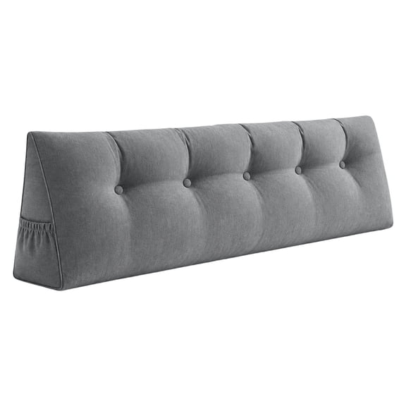 Headboard Pillow , Large Wedge Triangular Backrest Cushion with Removable Cover and Side Pockets, Supportive Reading Bolster for Bed Dorm Sofa Working and Relaxing