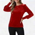thumbnail image 4 of Diufon Velvet Tops for Women Dressy Casual Crewneck Long Sleeve Pullover Shirts Solid Color Velour Tunic Blouse, 4 of 8