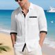 thumbnail image 4 of Blusa y camisa de manga larga con cuello vuelto para hombre, color liso, informal, a la moda, con bolsillos, manga larga, botones, cárdigan, abrigo, blusa de poliéster para hombre, 4 of 9