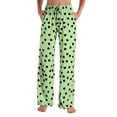 thumbnail image 2 of Lenpel Pajama Pants for Women Elastic High Waisted Drawstring Heart Printed Wide Leg Lounge Pants Comfy Casual Pj Bottoms(Green,XX-Large), 2 of 5