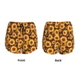 thumbnail image 3 of Balery Vintage Brown Plaid Sunflower Pattern Women's Running Shorts with Liner 2 Pockets Elastic Workout Athletic Gym Yoga Shorts-Large, 3 of 7