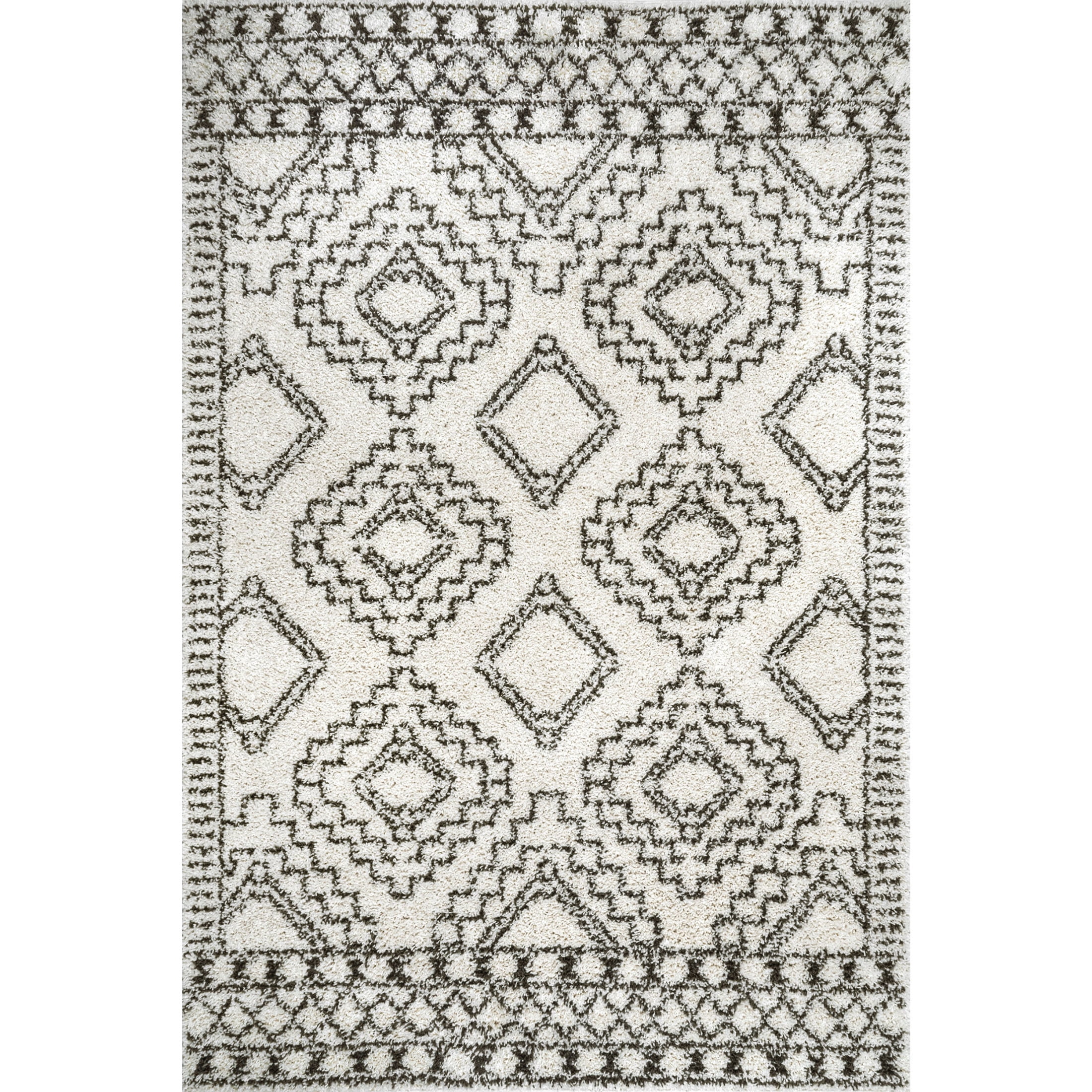 nuLOOM Lacey Moroccan Geometric Shag Area Rug, 2' 8" x 6', Runner, Lacey Off-white