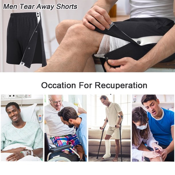 Wataxii Post Surgery Tear Away Shorts for Men Adaptive Clothing Hip  Replacement Recovery Hospital Gowns Comfy After Surgery Clothes Snap  Breakaway Shorts Black at  Men's Clothing store